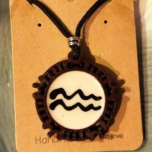 Wooden Aquarius necklace